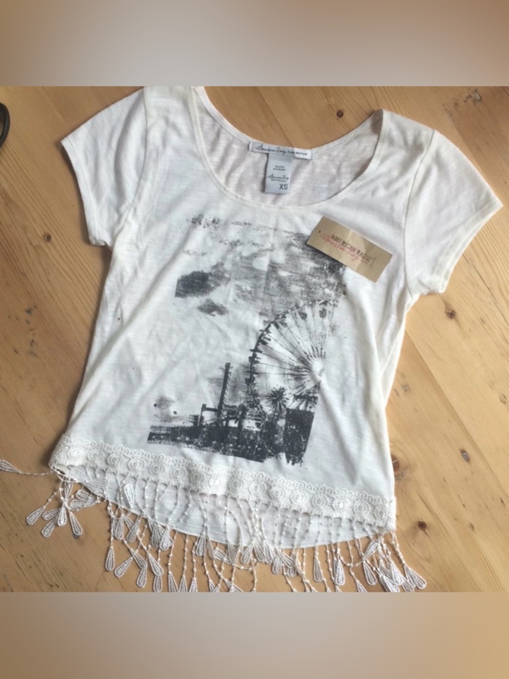 American Rag Egret Phoenix X-Small T-Shirt of Santa Monica Pier